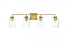 Elegant LD7314W32BRA - Ronnie 4 Light Brass and Clear Bath Sconce