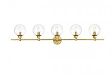 Elegant LD7318W47BRA - Jaelynn 5 Light Brass and Clear Bath Sconce