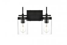 Elegant LD7319W14BLK - Benny 2 Light Black and Clear Bath Sconce