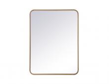 Elegant MR802432BR - Soft Corner Metal Rectangular Mirror 24x32 Inch in Brass