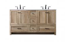 Elegant VF2860DNT - 60 Inch Double Bathroom Vanity In Natural Oak