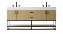 Elegant VF29272DMHB - 72 inch Double Bathroom Vanity in Honey Brown