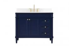 Elegant VF31842BL-BS - 42 Inch Single Bathroom Vanity in Blue with Backsplash