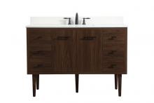 Elegant VF48048MWT-BS - 48 inch Single bathroom vanity in walnut with backsplash