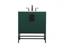 Elegant VF48830MGN - 30 Inch Single Bathroom Vanity in Green