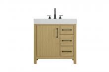 Elegant VF60632MHB - 32 inch Single Bathroom Vanity In Honey Brown