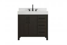 Elegant VF60636MMB-BS - 36 inch Single Bathroom Vanity In Mocha Brown with backsplash