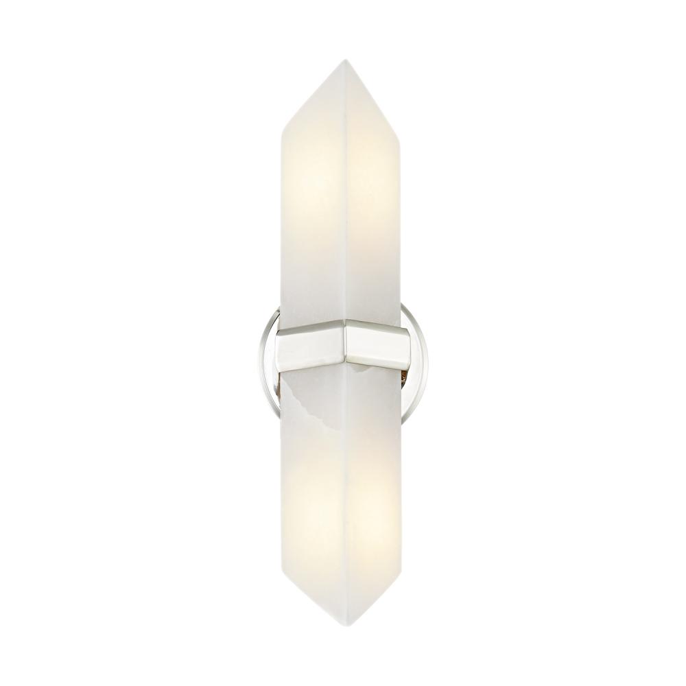 Valencia 15-in Polished Nickel/Alabaster 2 Lights Wall/Vanity