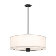 Alora Lighting PD547924MBWL - Theo 24-in Matte Black/White Linen 3 Lights Pendant