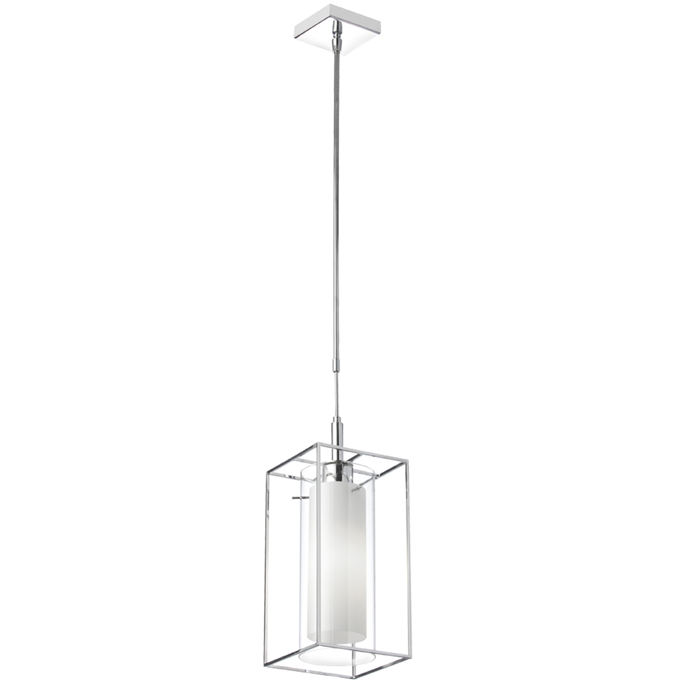 1LT Pendant, Rectangular Metal Frame w/Frosted Gls