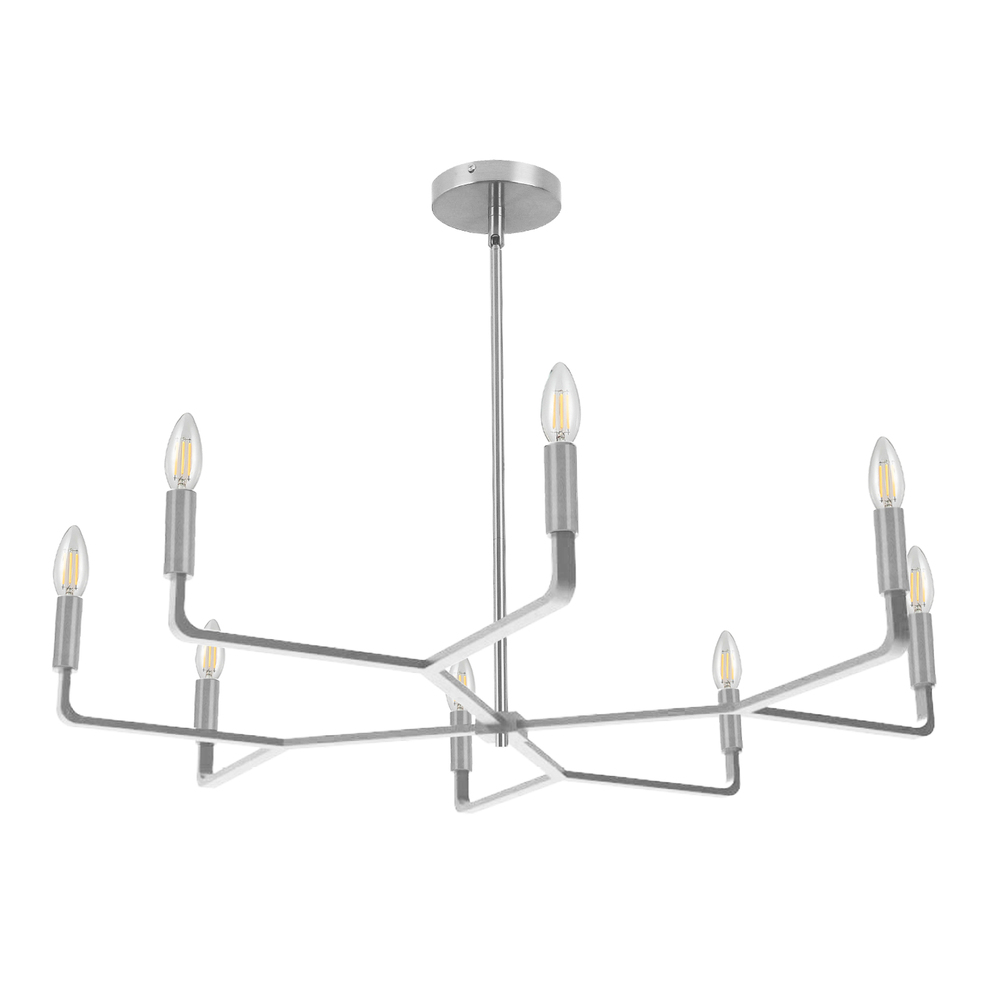 8 Light Incandescent Chandelier, Polished Chrome