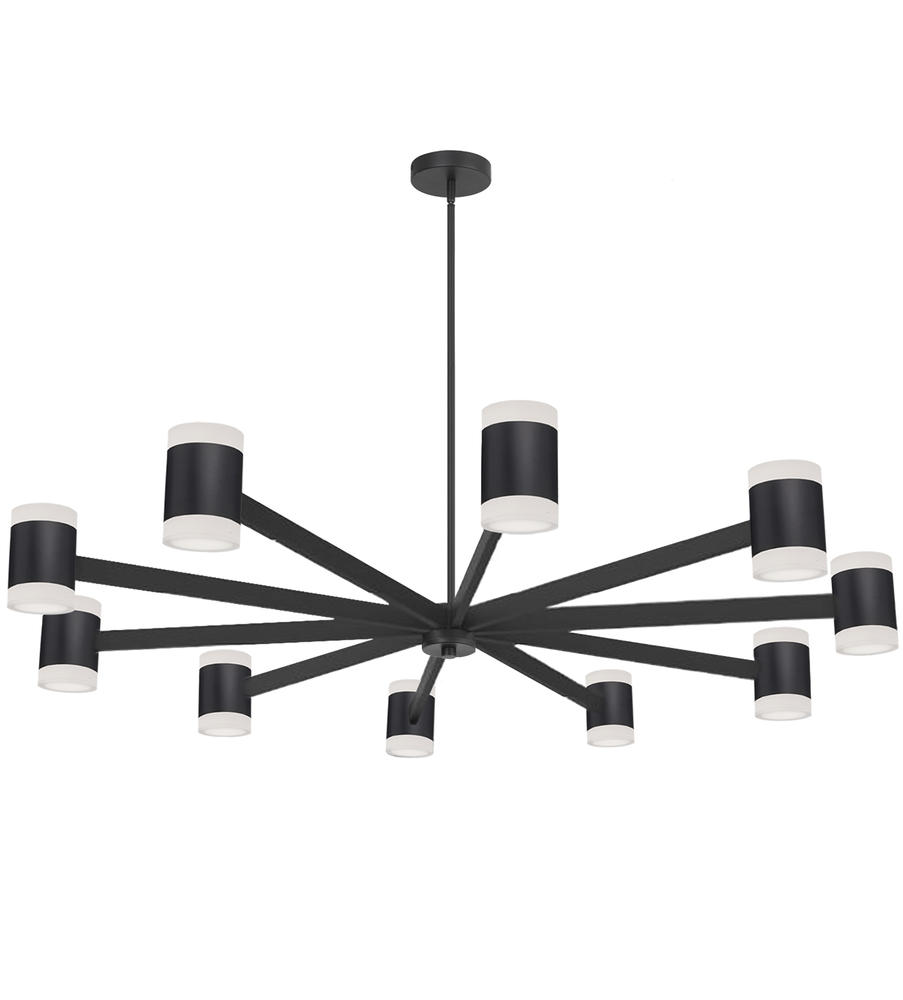 84W Chandelier, Matte Black w/ Frosted Acrylic Diffuser