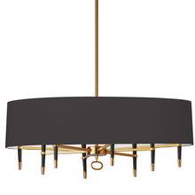 Dainolite LAN-408HC-VB-BK - 8 Light Incandescent Horizontal Chandelier, Vintage Bronze, Black Shade