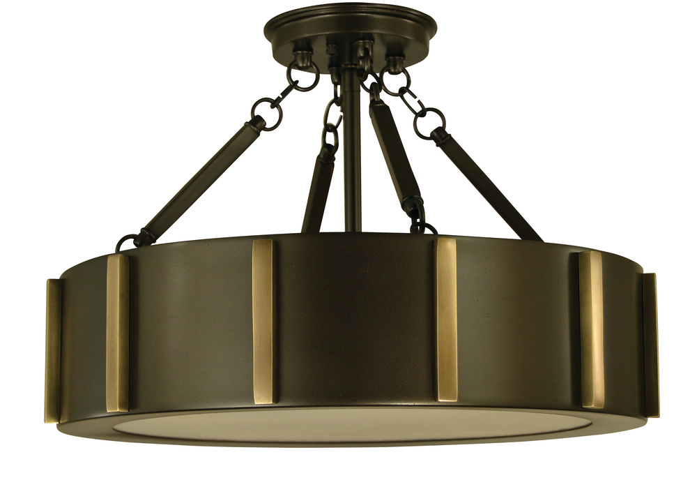 4-Light 16" Matte Black/Polished Nickel Pantheon Flush Mount