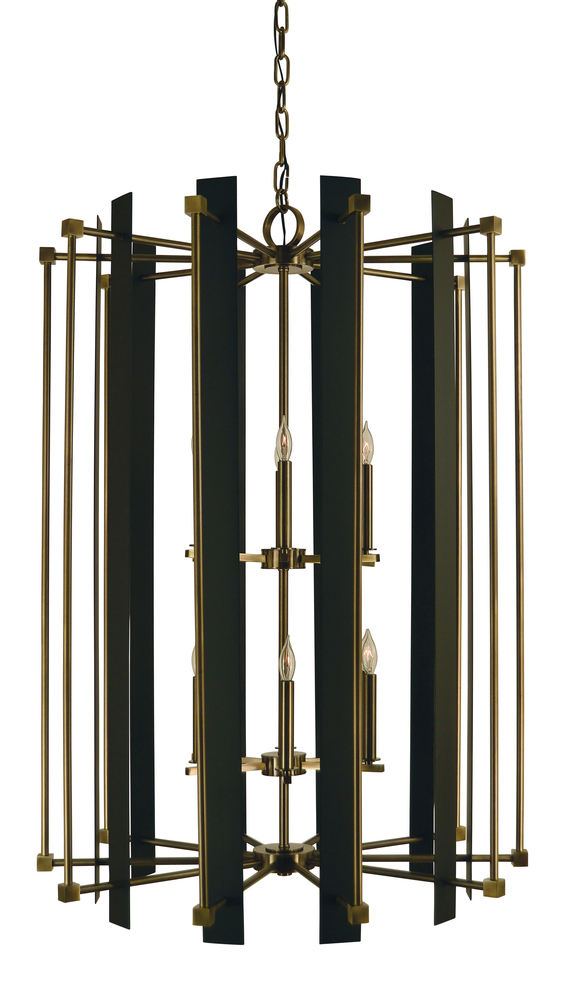 12-Light Polished Nickel/Matte Black Louvre Chandelier