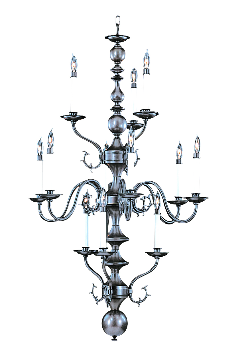 12-Light Satin Pewter Jamestown Foyer Chandelier