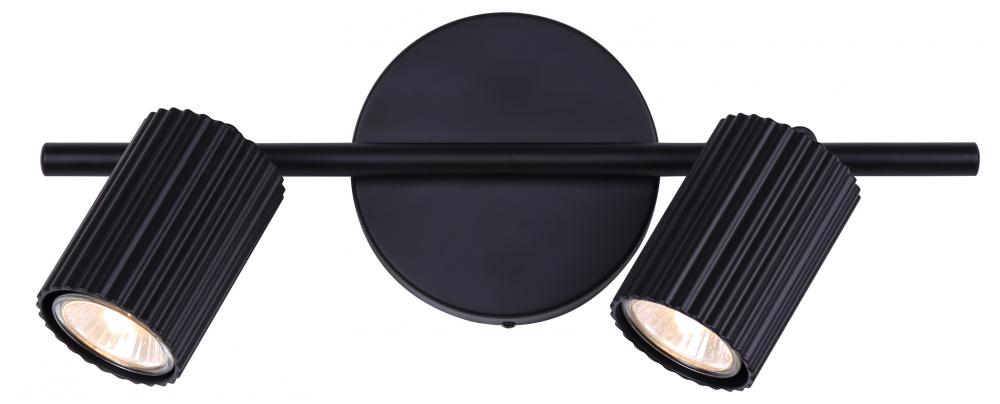 REXTON 2 Light 14 in. Ceiling/Wall Matte Black Track Light Kit with Matte Black Metal Shade