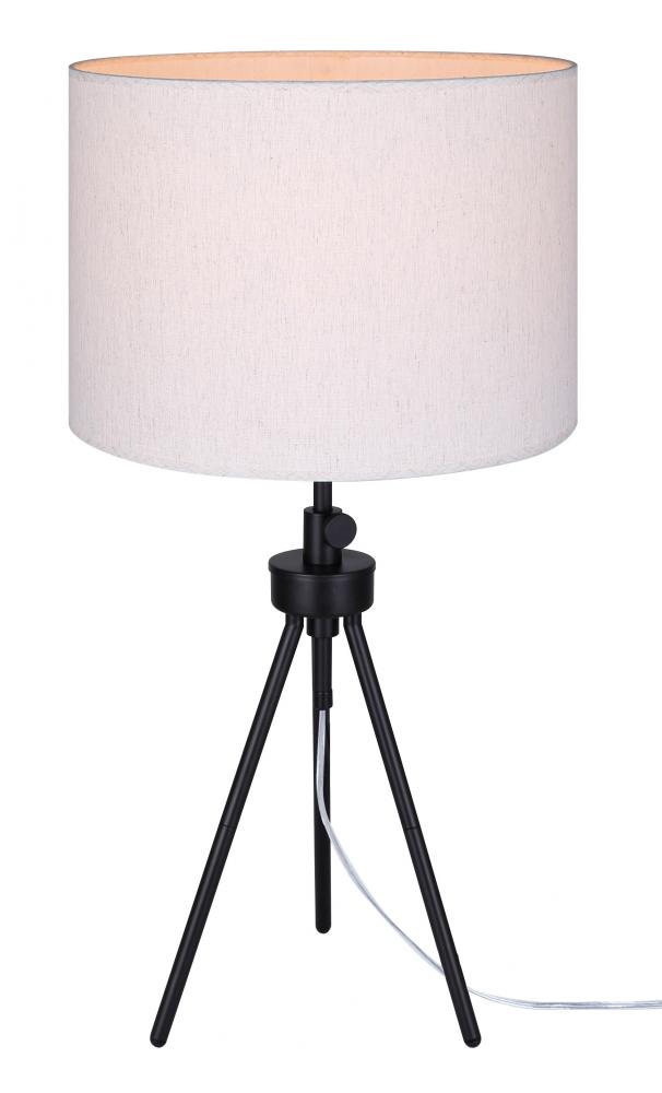 Holt 1 Light Table Lamp with Matte Black Finish and Natural Cream Shade