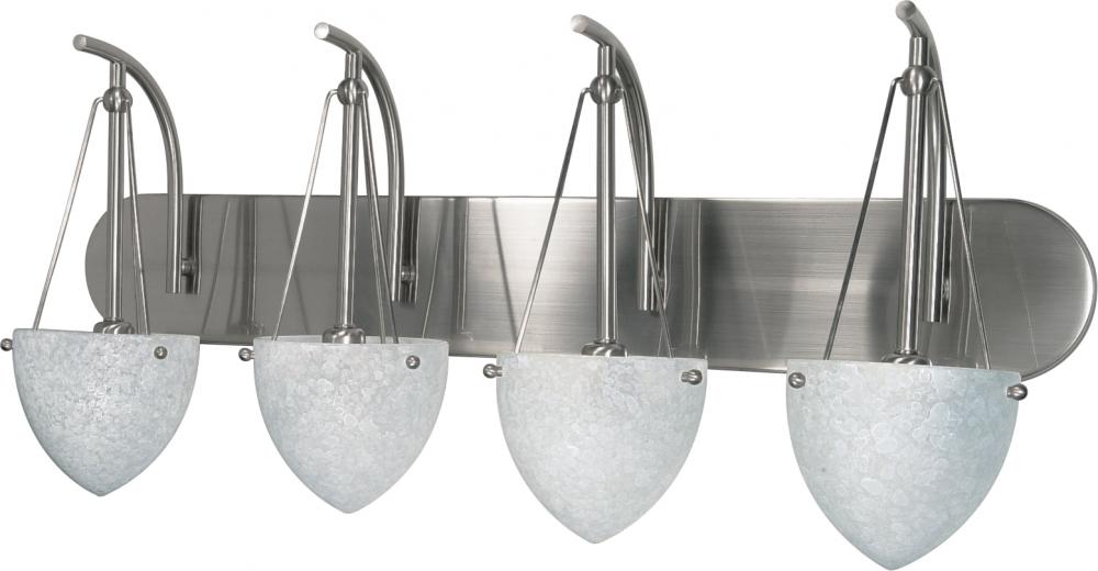 4-Light 30" Wall Mounted Vanity Fixture in Brushed Nickel Finish with Water Spot Glass