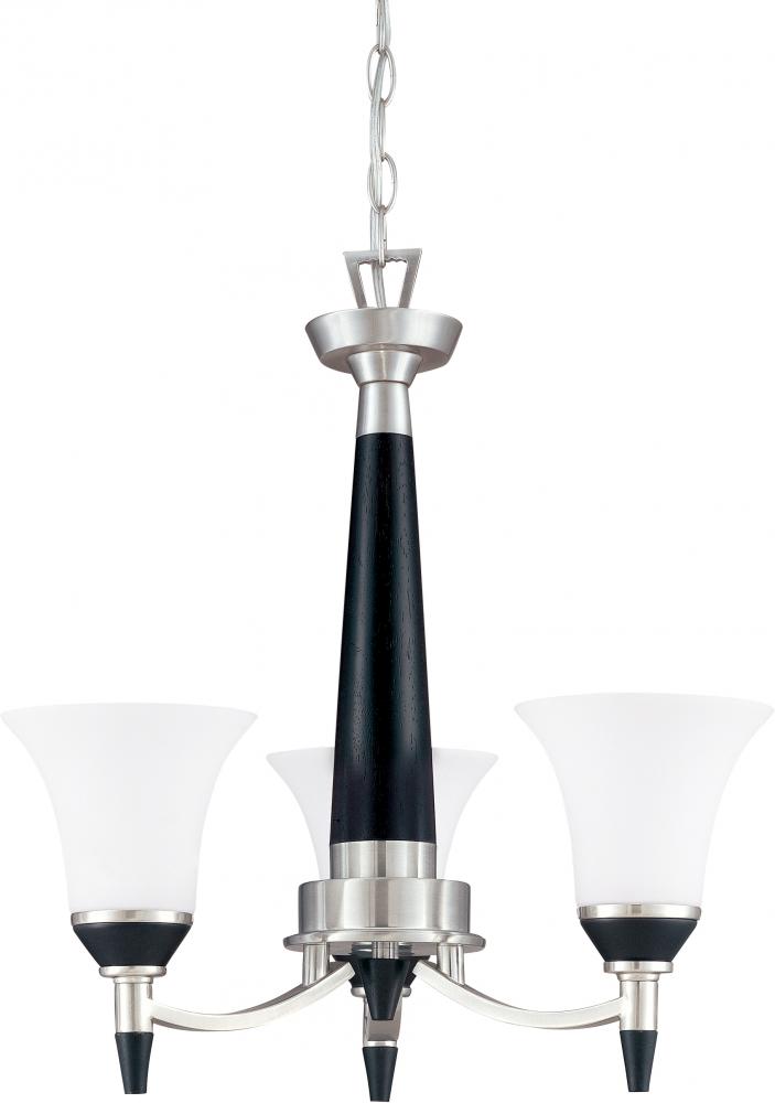 Keen; 3 Light; 18 in.; Chandelier with Satin White Glass