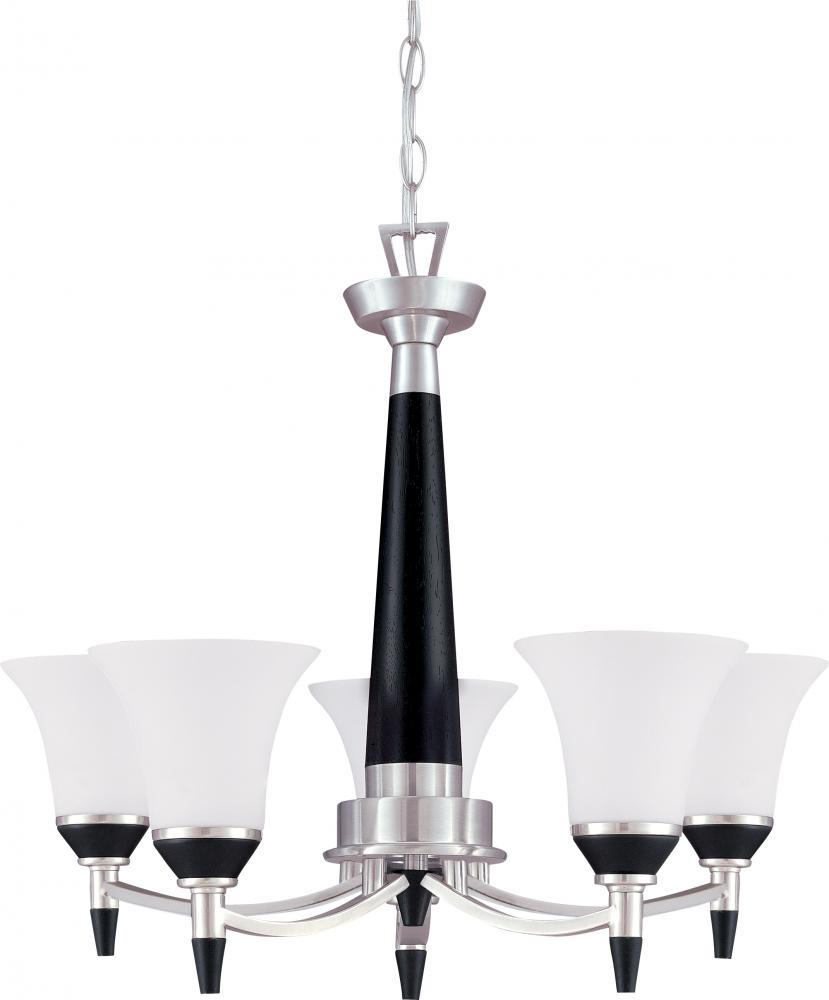 Keen; 5 Light; 26 in.; Chandelier with Satin White Glass