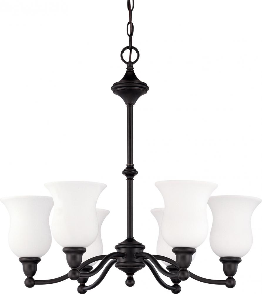 Glenwood; 6 Light; 25 in.; Chandelier with Satin White Glass