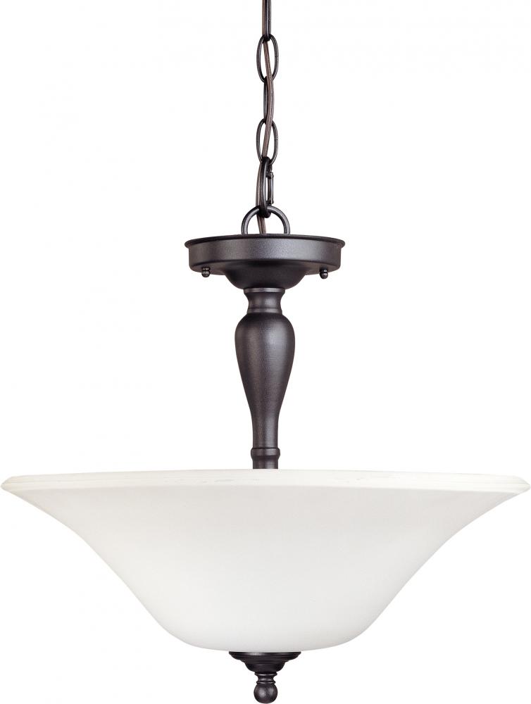 Dupont - 3 Light Semi Flush with Satin White Glass - Dark Chocolate Bronze Finish