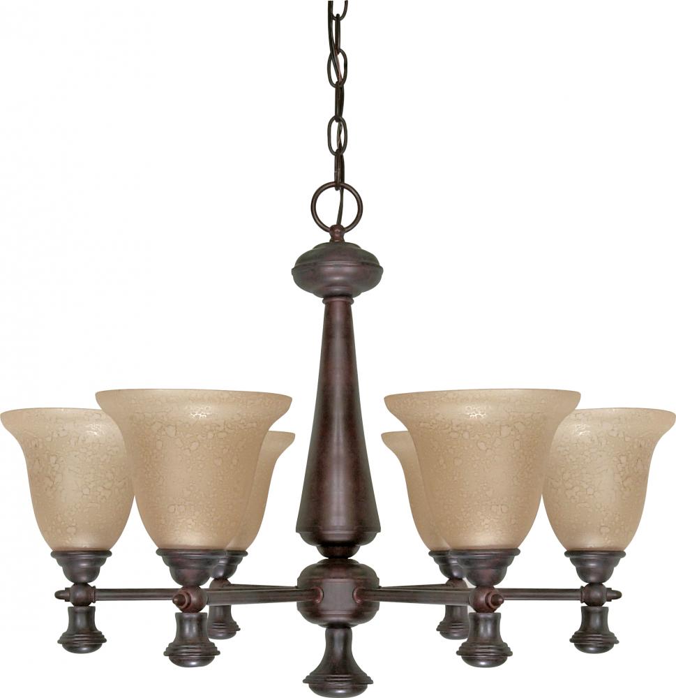 Mericana ES; 6 Light; Chandelier with Amber Water Glass; Lamp Included