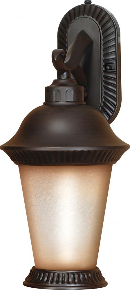 1-Light Large Outdoor Wall Lantern (Arm Down) with Photocell in Chestnut Bronze Finish and (1) 18W