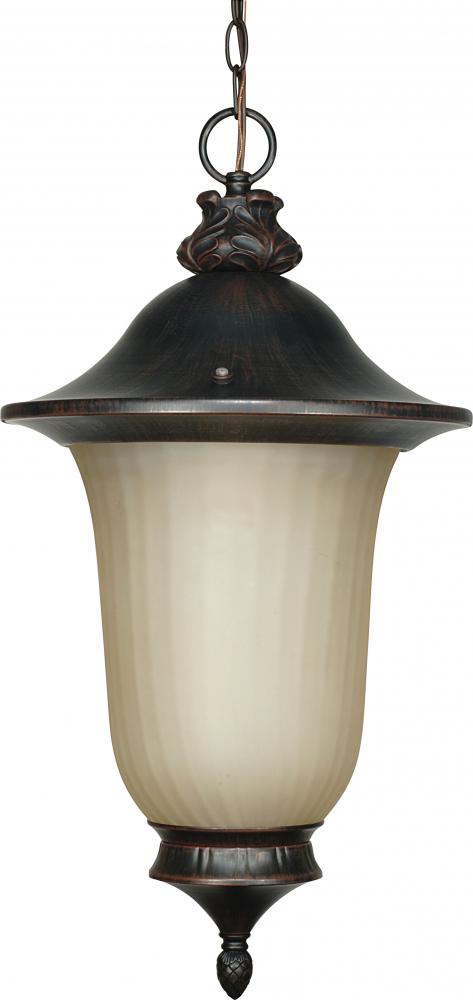 1-Light Outdoor Hanging Lantern with Photocell in Old Penny Bronze Finish and (1) 23W GU24 Bulb