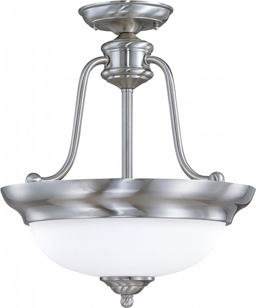 Glenwood ES; 3 Light; Semi-Flush with Satin White Glass; Lamps Included