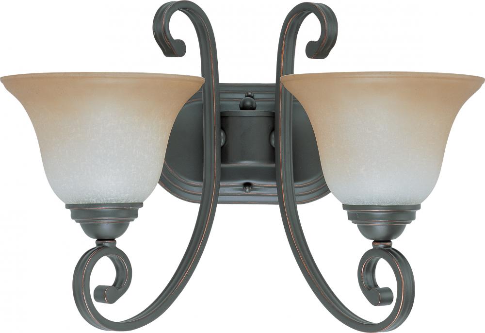 2-Light Vanity Fixture in Sudbury Bronze Finish with Champagne Linen Glass