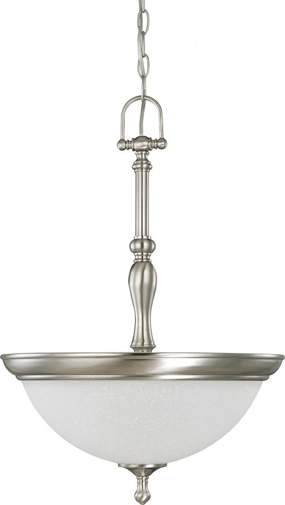 3-Light Pendant in Brushed Nickel Finish with Frosted Linen Glass