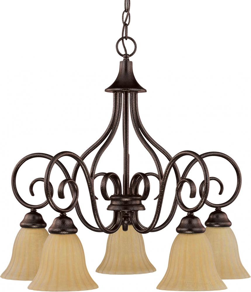 Moulan - 5 Light Chandelier - Arms Down w/ Champagne Linen Washed Glass