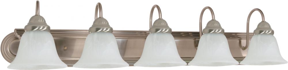 5-Light Vanity Light Fixture in Brushed Nickel Finish with Alabaster Glass and (5) 13W GU24 Lamps