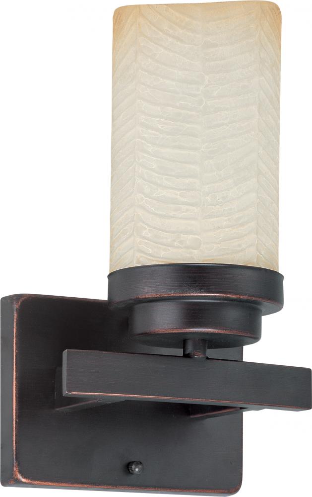 Lucern ES - 1 Light Vanity w/ Saddle Stone Glass - (1) 13w GU24 Lamp Included