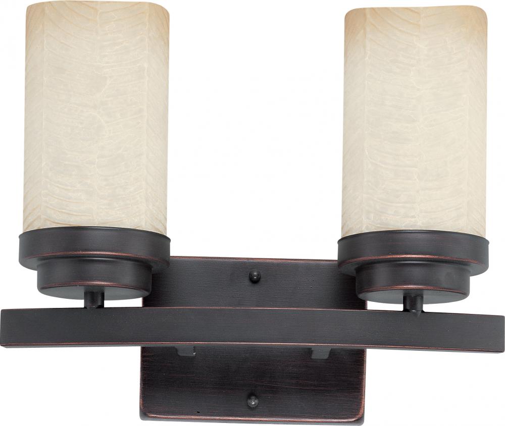 Lucern ES - 2 Light Vanity w/ Saddle Stone Glass - (2) 13w GU24 Lamps Included