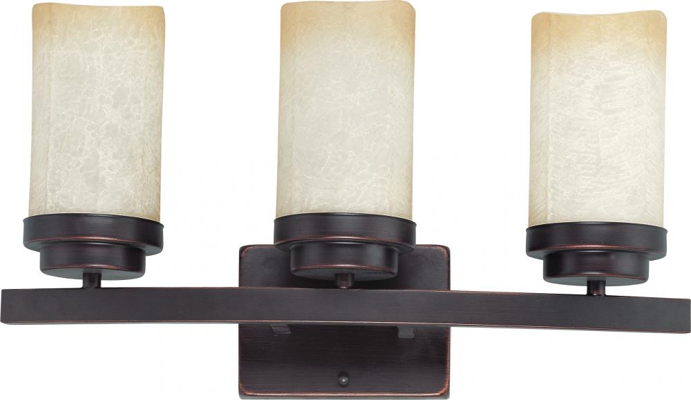 Lucern ES - 3 Light Vanity w/ Saddle Stone Glass - (3) 13w GU24 Lamps Included