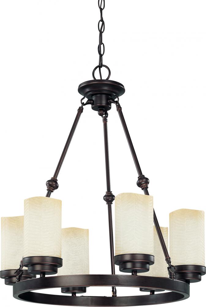 Lucern ES - 6 Light 20" Round Chndlr w/ Saddle Stone Glass - (6) 13w GU24 Lamps Included