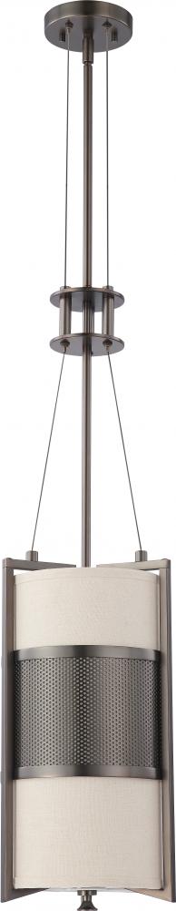 1-Light Vertical Pendant Light Fixture in Hazel Bronze Finish with Khaki Shade/Cream Diffuser and