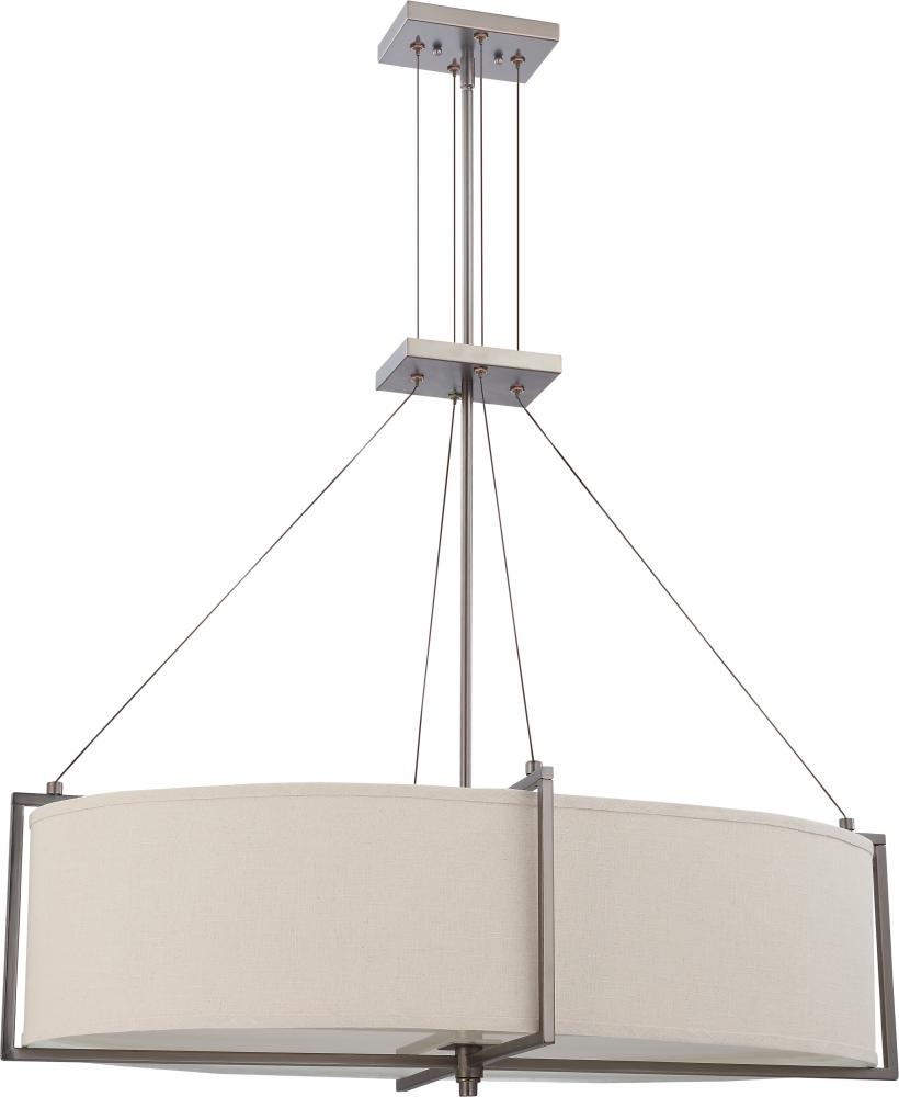 Portia ES - 6 Light Oval Pendant w/ Khaki Fabric Shade - (6) 13w GU24 Lamps Included