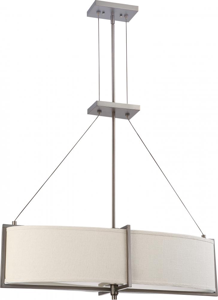 Portia ES - 4 Light Oval Pendant w/ Khaki Fabric Shades - (4) 13w GU24 Lamps Included