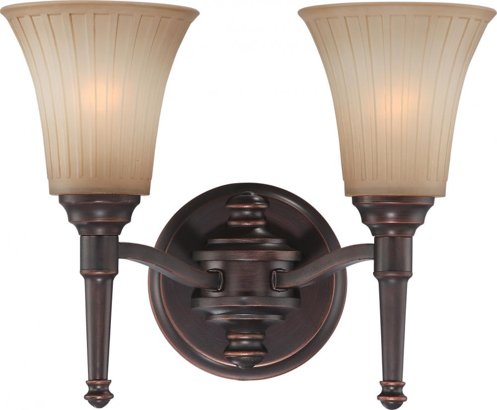 2-Light Vanity Light Fixture in Georgetown Bronze Finish with Sienna Glass