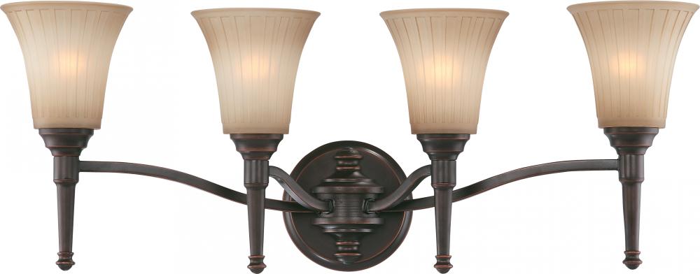 4-Light Vanity Light Fixture in Georgetown Bronze Finish with Sienna Glass