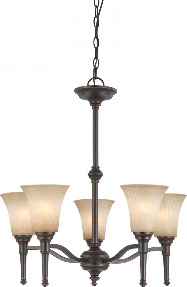 5-Light Medium Chandelier in Georgetown Bronze Finish with Sienna Glass