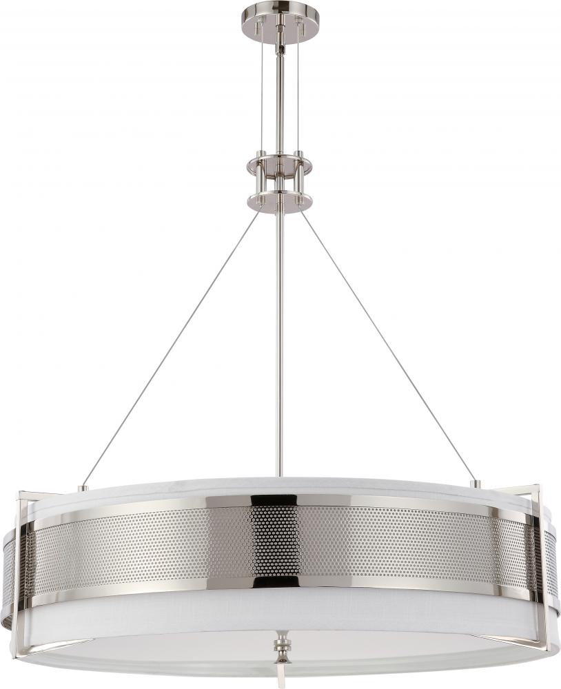 Diesel ES - 6 Light Round Pendant w/ Slate Gray Fabric Shade - (6) 13w GU24 Lamps Incl.