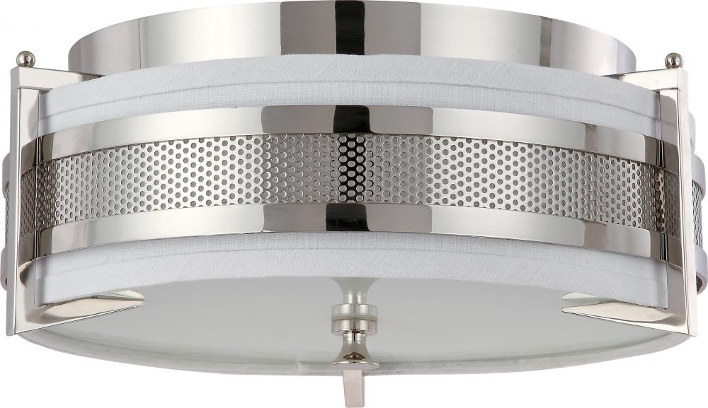 3-Light Small Flush Mount Ceiling Light in Polished Nickel Finish with Slate Gray Shade/Frosted