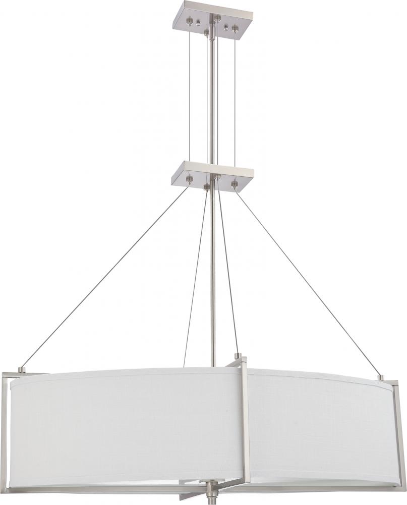 Portia ES - 6 Light Oval Pendant w/ Slate Gray Fabric Shade - (6) 13w GU24 Lamps Incl.