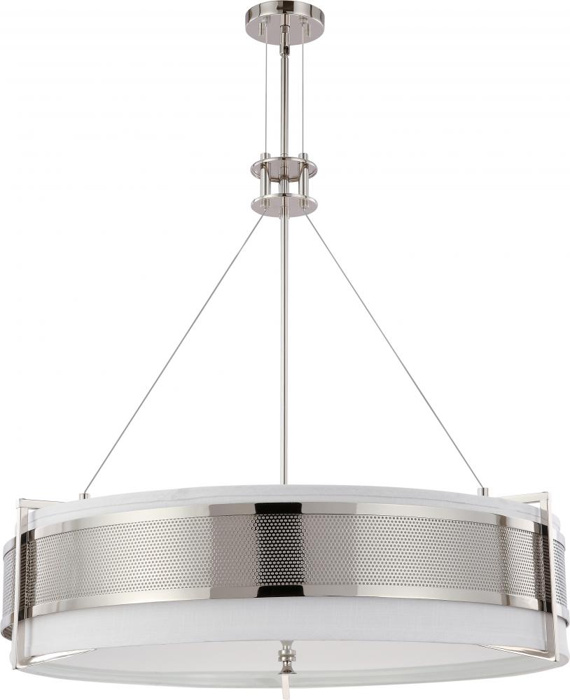 Diesel - 6 Light Round Pendant w/ Slate Gray Fabric Shade