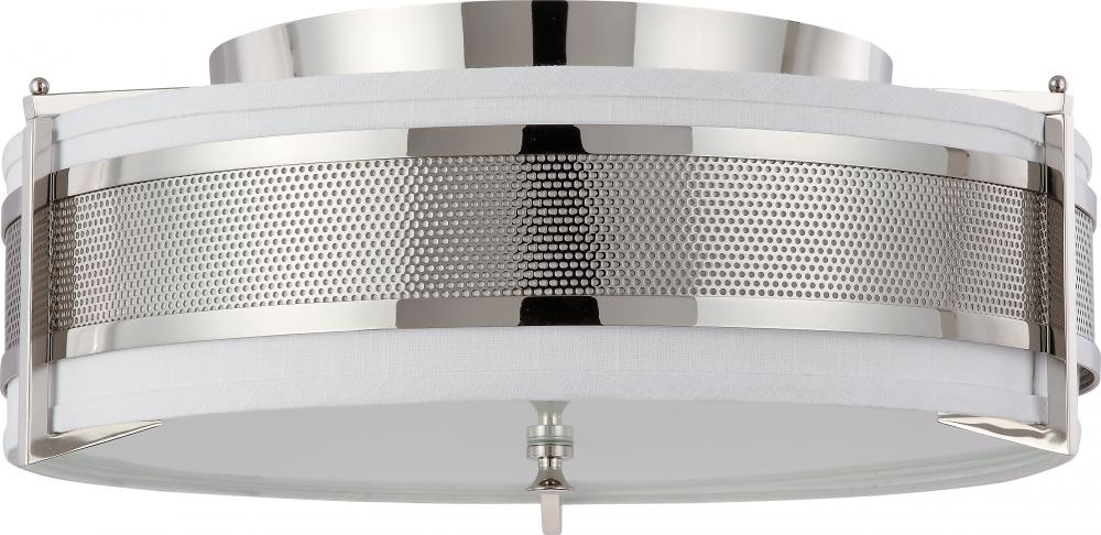 Diesel - 4 Light Large Flush with Slate Gray Fabric Shade - Polished Nickel Finish